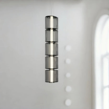 Suspension verre fumé gris design nordique LED pour salon et restaurant