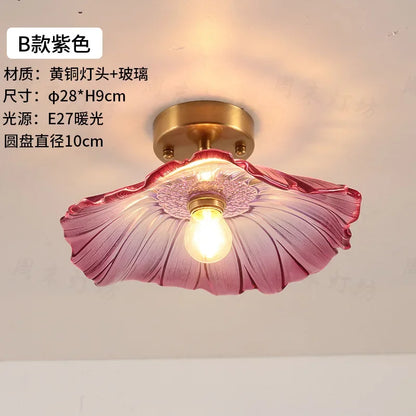 Plafonnier vintage en verre LED 2025, lumière chaude rétro pour salon et couloir