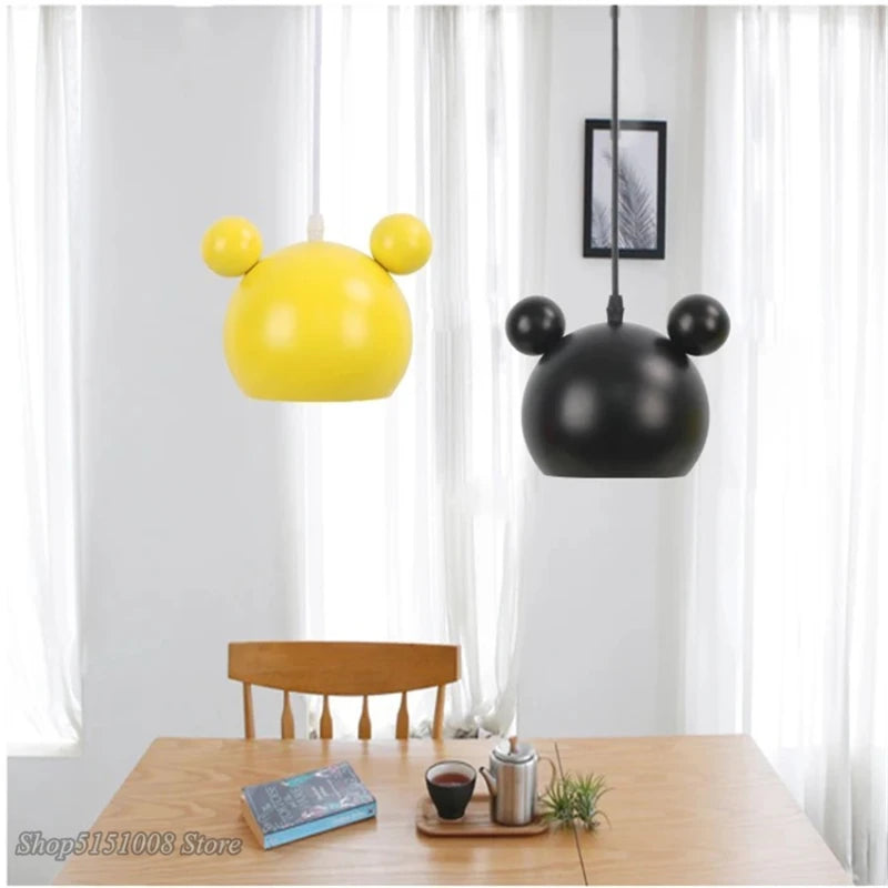 Suspension LED Mickey design moderne en alliage, luminaire d’intérieur pour chambre d’enfant