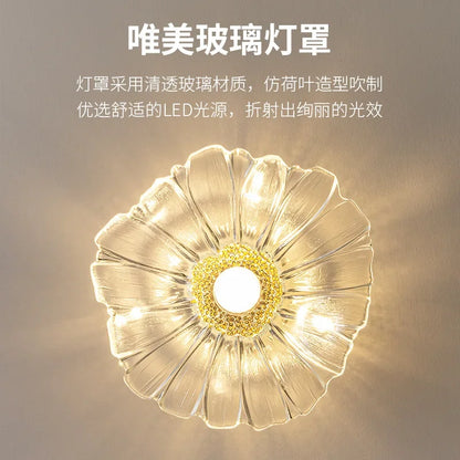 Plafonnier vintage en verre LED 2025, lumière chaude rétro pour salon et couloir