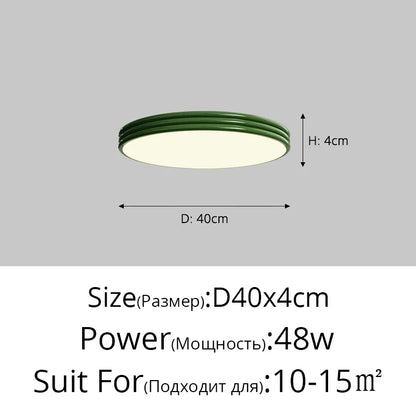 Plafonnier rond Bauhaus vert en métal LED pour ambiance cosy