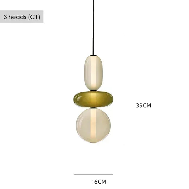 Suspension LED en verre coloré design nordique moderne pour intérieur