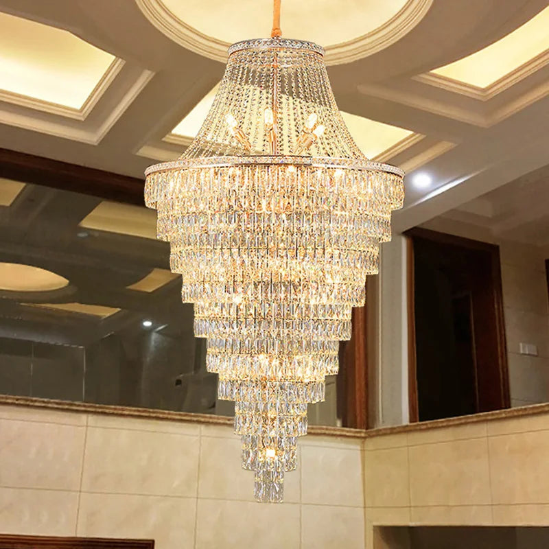 Lustre moderne en cristal noir et doré, éclairage suspendu pour salon et hall