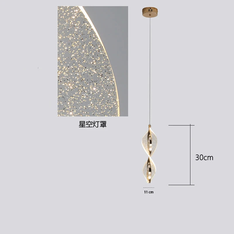 Suspension LED nordique en acrylique, lumière chaude et naturelle pour intérieur