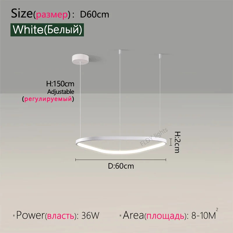 Suspension lustre nordique triangulaire en métal, lumière chaude pour salon et chambre