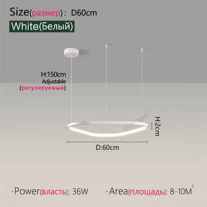 Suspension lustre nordique triangulaire en métal, lumière chaude pour salon et chambre