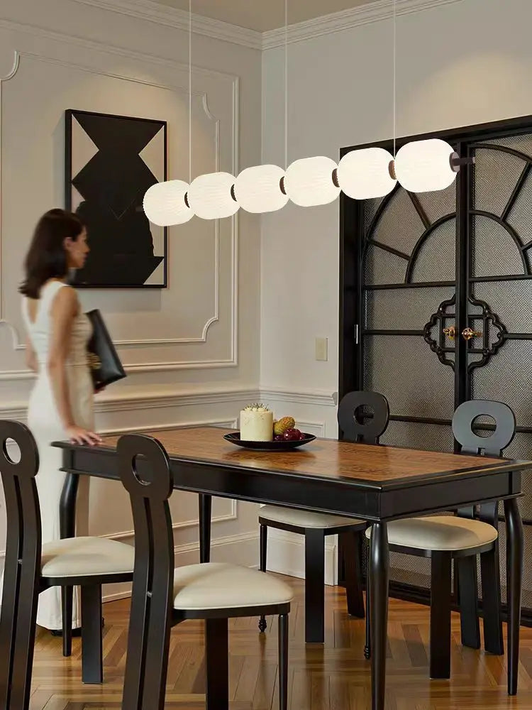 Suspension en verre style crème française, luminaire intérieur élégant