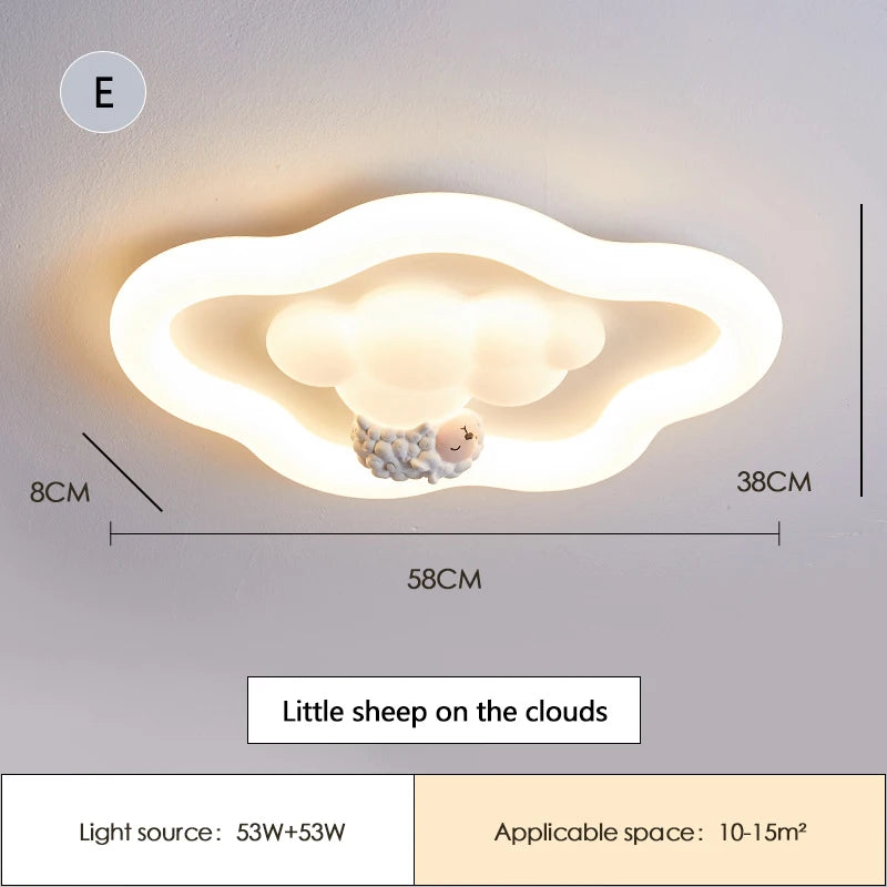 Plafonnier LED Nuage Moderne Crème pour Chambre Enfants et Bébé, Lumière Chaude