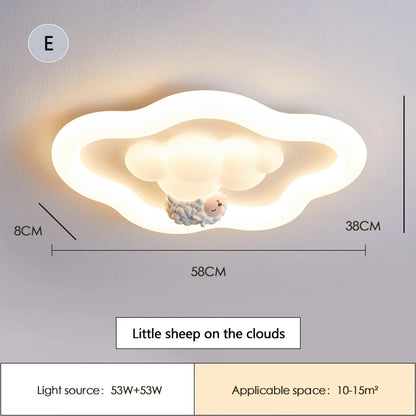 Plafonnier LED Nuage Moderne Crème pour Chambre Enfants et Bébé, Lumière Chaude