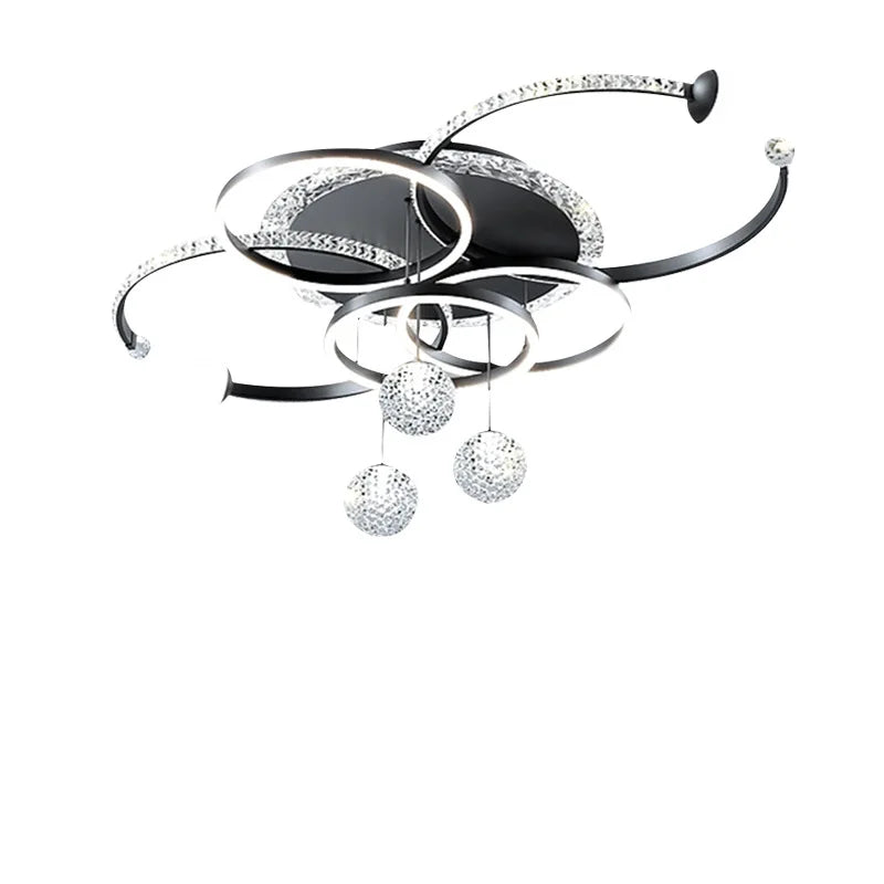 Plafonnier LED moderne en cristal noir pour salon et cuisine, éclairage élégant