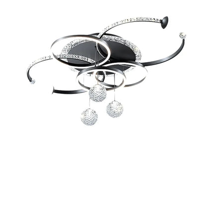 Plafonnier LED moderne en cristal noir pour salon et cuisine, éclairage élégant