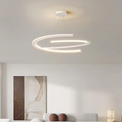 Suspension anneau design nordique en métal, lumière LED chaleureuse