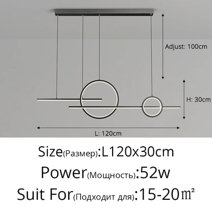 Suspension LED QIYIMEI en aluminium, lumière chaude pour salon et salle à manger