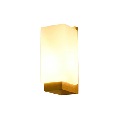 Applique Murale Bois et Verre Minimaliste E27, Lumière Chaude Ambiance Cosy