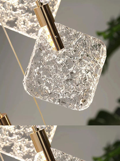 Lustre suspendu en cristal nordique pour salon et escaliers, lumière LED chaleureuse