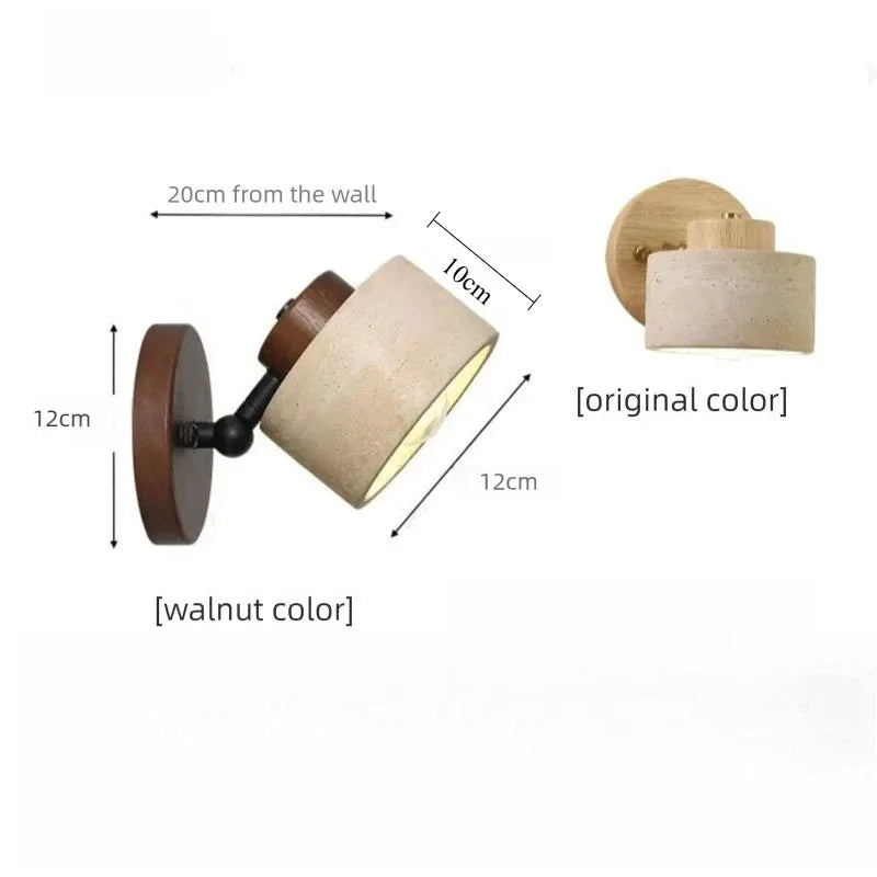 Applique Murale Pierre Jaune Style Japonais Wabi-Sabi avec Interrupteur, Ambiance Chaleureuse