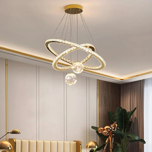 Suspension nordique moderne en métal et cristal pour salon et salle à manger