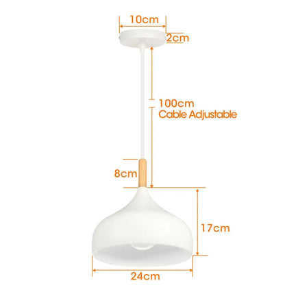 Suspension LED E27 moderne en fer et bois style nordique pour salon et cuisine