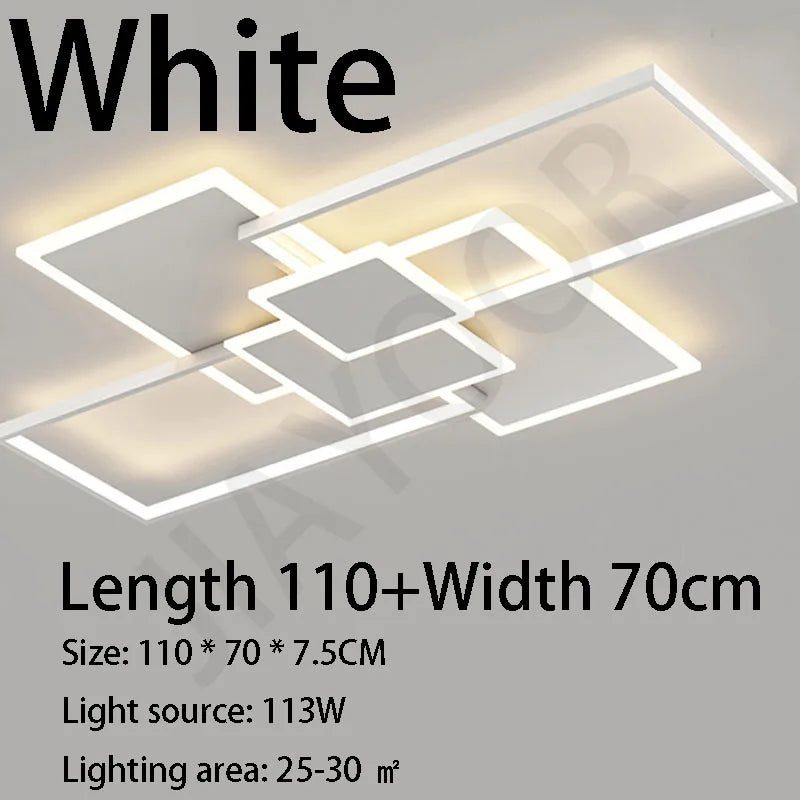 Plafonnier LED moderne en acier poli avec télécommande, lumière chaude pour salon et cuisine