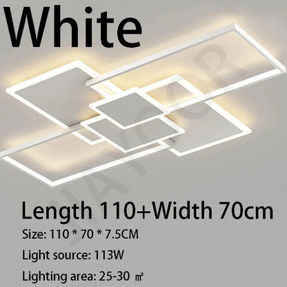 Plafonnier LED moderne en acier poli avec télécommande, lumière chaude pour salon et cuisine