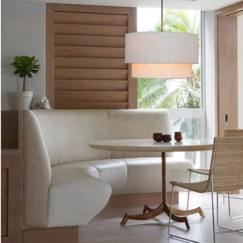 Suspension lin double couche style nordique américain moderne pour salon et salle à manger