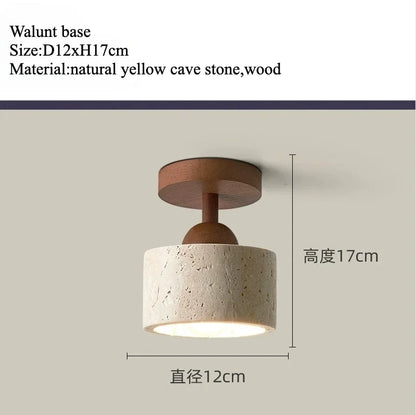 Plafonnier LED en pierre de travertin, lumière chaude pour salon et couloir