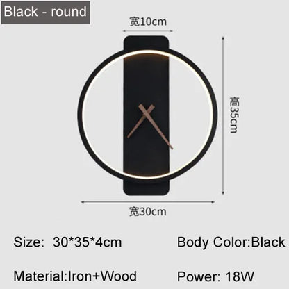 Applique Murale LED Nordique en Métal Noir et Or, Éclairage Intérieur Ambiance Chaleureuse