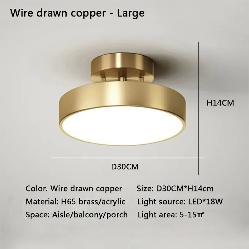 Plafonnier LED moderne rond en cuivre noir or, lumière dimmable pour chambre et salon