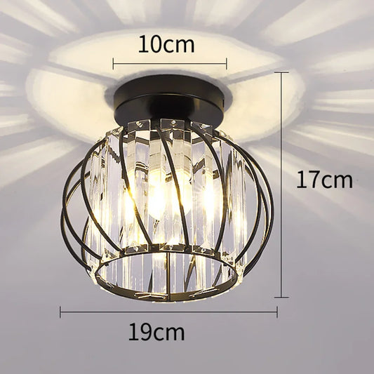 Plafonnier LED moderne en cristal noir, 1 lumière pour séjour et chambre