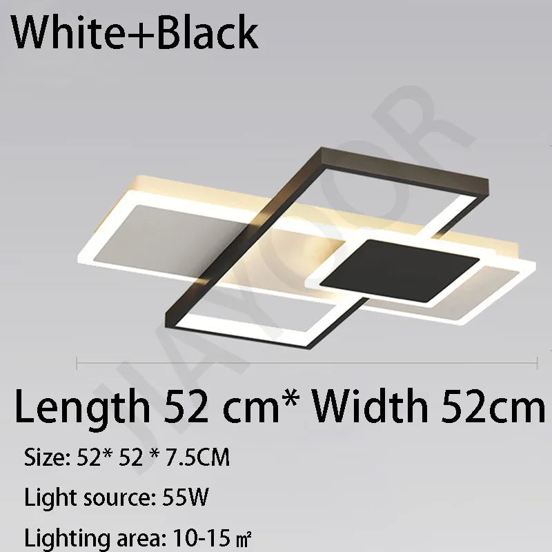 Plafonnier LED moderne en acier poli avec télécommande, lumière chaude pour salon et cuisine