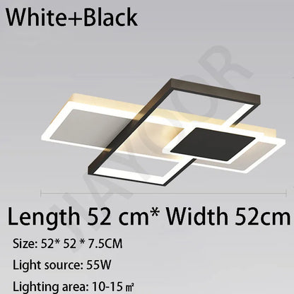 Plafonnier LED moderne en acier poli avec télécommande, lumière chaude pour salon et cuisine