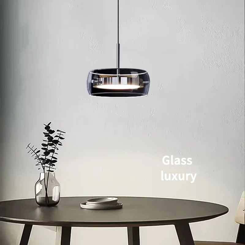 Suspension LED moderne en verre, éclairage intérieur réglable pour salle à manger