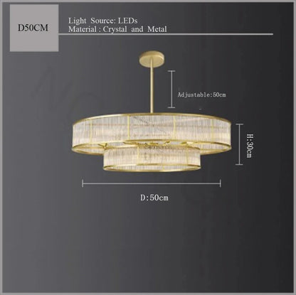 Suspension lustre en cristal doré cuivre, LED luxueuse pour salon et chambre