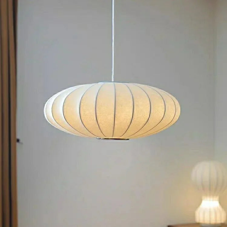 Suspension japonaise en soie Wabi-sabi LED pour salon et hôtel