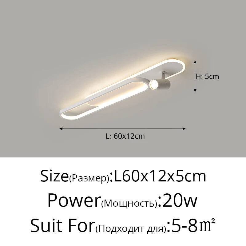 Plafonnier LED moderne avec projecteur or pour chambre et bureau
