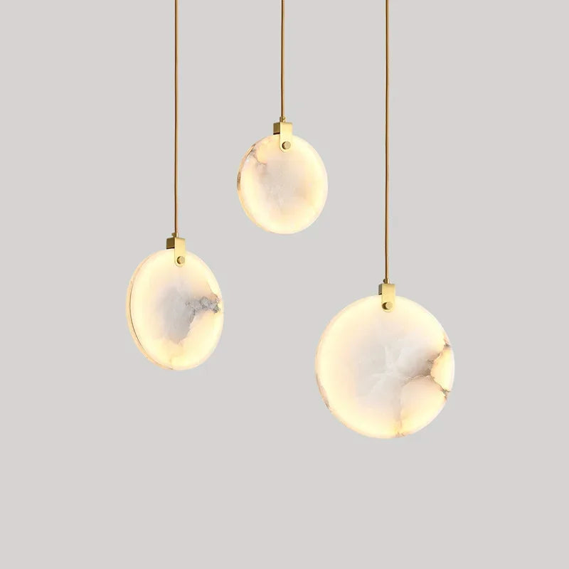 Suspension LED en Marbre Design Moderne, Luminaire pour Salon et Salle à Manger