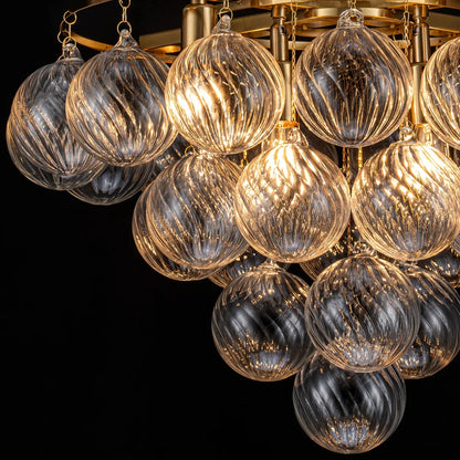 Suspension lustre LED à plusieurs niveaux en verre à bulles pour salon et villa