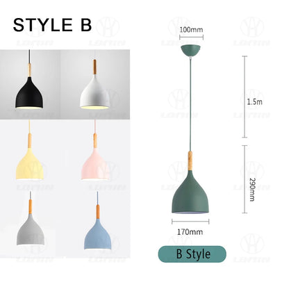 Suspension multicolore moderne E27 en aluminium, éclairage LED 110-220V