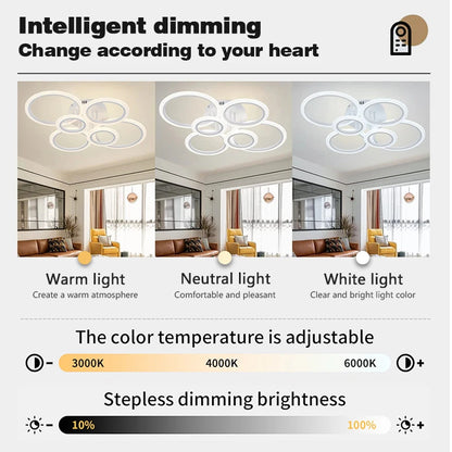 Plafonnier LED moderne en fer et acrylique, télécommande, lumière variable pour ambiance chaleureuse