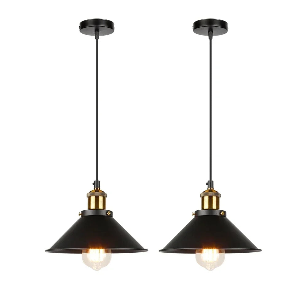Suspension vintage E27 DINDALLED en métal noir et or, lustre d'intérieur