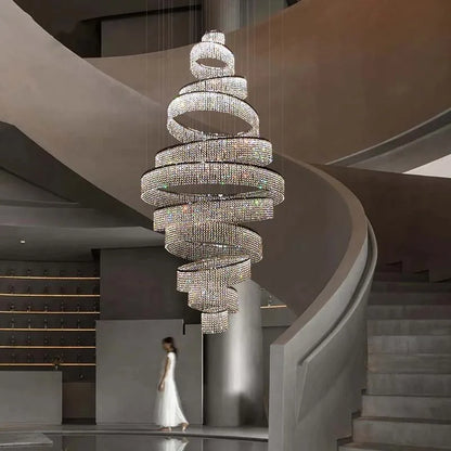 Lustre LED en cristal chromé Art Déco pour escalier, éclairage intérieur premium