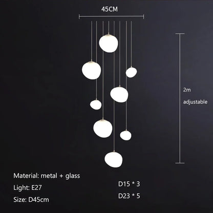 Suspension LED en verre blanc Gregg, design moderne pour villa et escalier