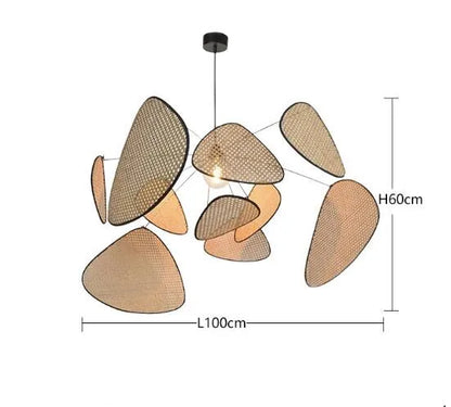 Suspension lustre en rotin et bambou E27 design créatif pour cuisine