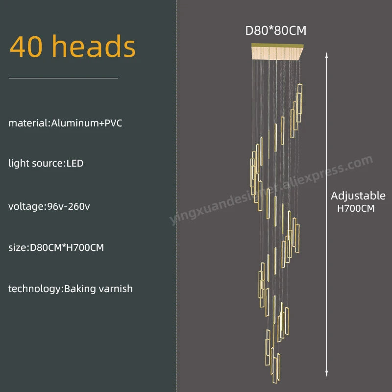 Suspension LED Minimaliste en Aluminium, Luminaire Moderne pour Hall et Escalier