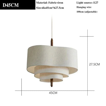 Suspension rétro japonaise en tissu Wabi Sabi, éclairage E27 pour salon et restaurant