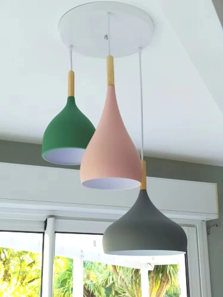 Suspension multicolore moderne E27 en aluminium, éclairage LED 110-220V