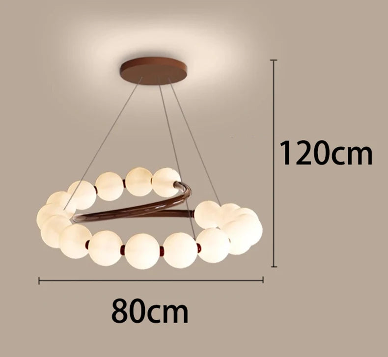 Suspension LED ronde en verre moderne pour intérieur luxe et ambiance chaleureuse