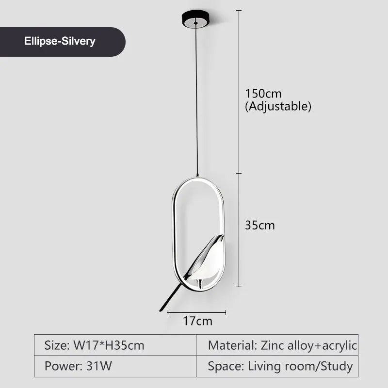 Suspension LED rotative oiseau en métal argent et or, éclairage intérieur AC85-265V