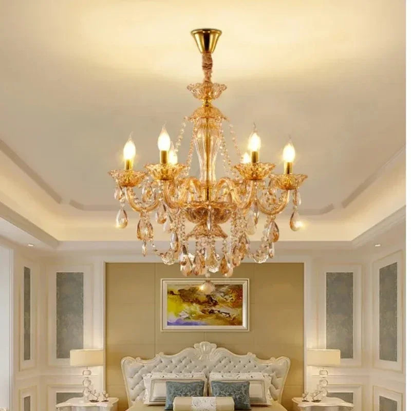 Lustre en cristal européen moderne pour salon et salle à manger élégante