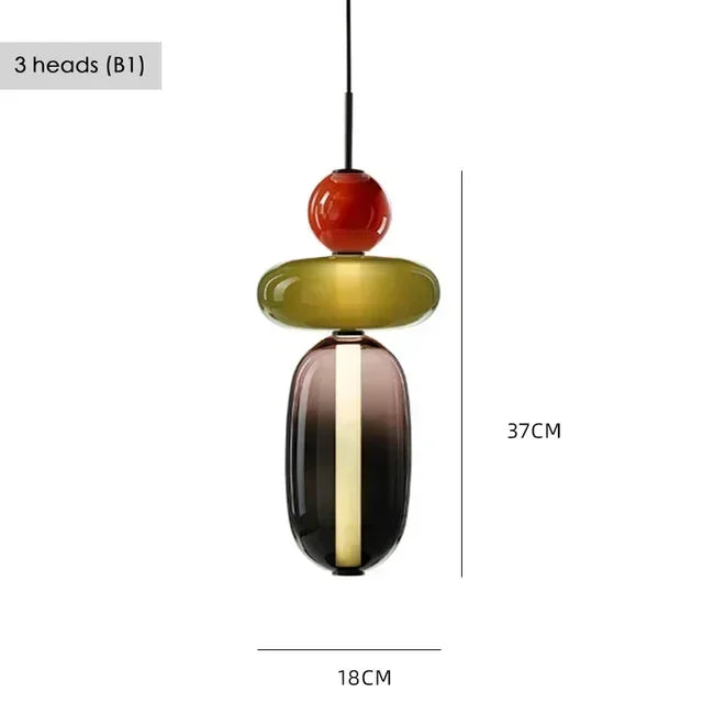 Suspension LED en verre coloré design nordique moderne pour intérieur